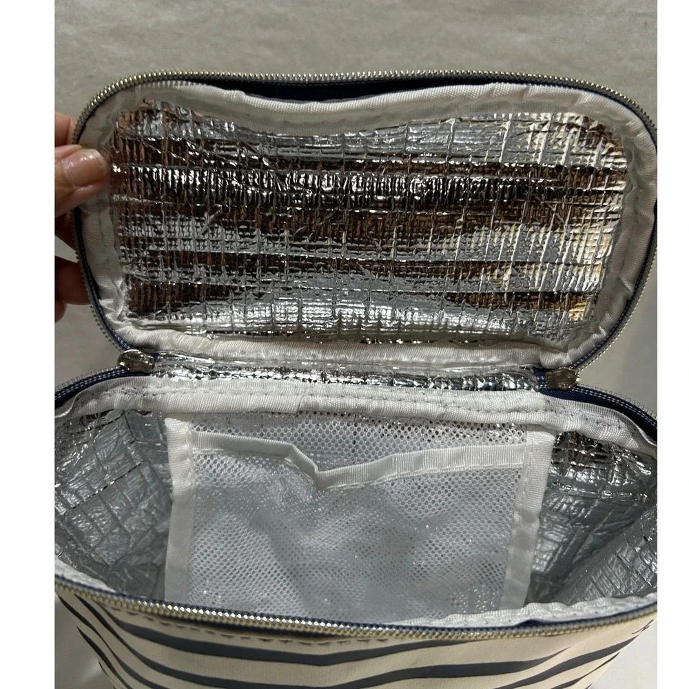 Kate Spade NY Insulated Lunch Box Tote Navy Beige‎ Striped Thermal Bag Teacherl